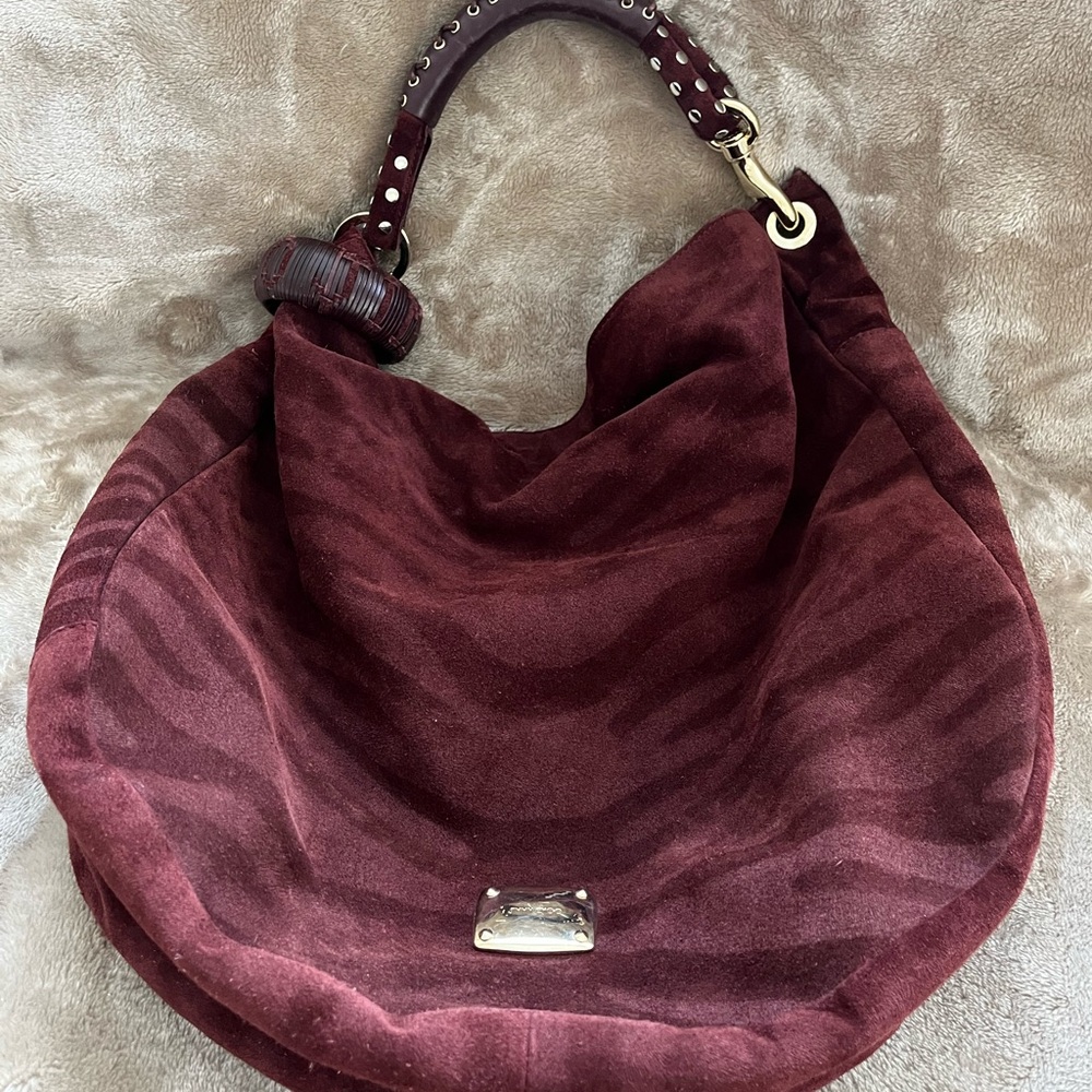 Jimmy Choo Oxblood Suede Bracelet Hobo Bag